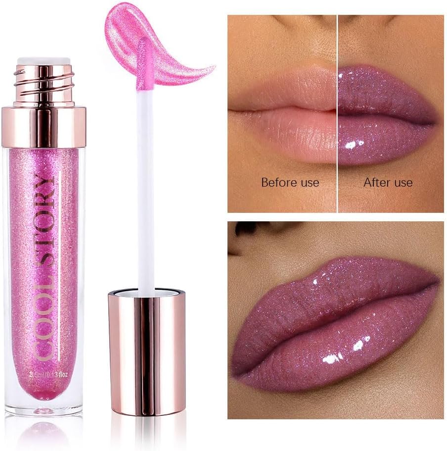 Moisturizing Lip Gloss/Lipstick Flash Pearlescent Lip Gloss 3D Multifunctional Fine Flash Chameleon Lip Gloss 04# Purple