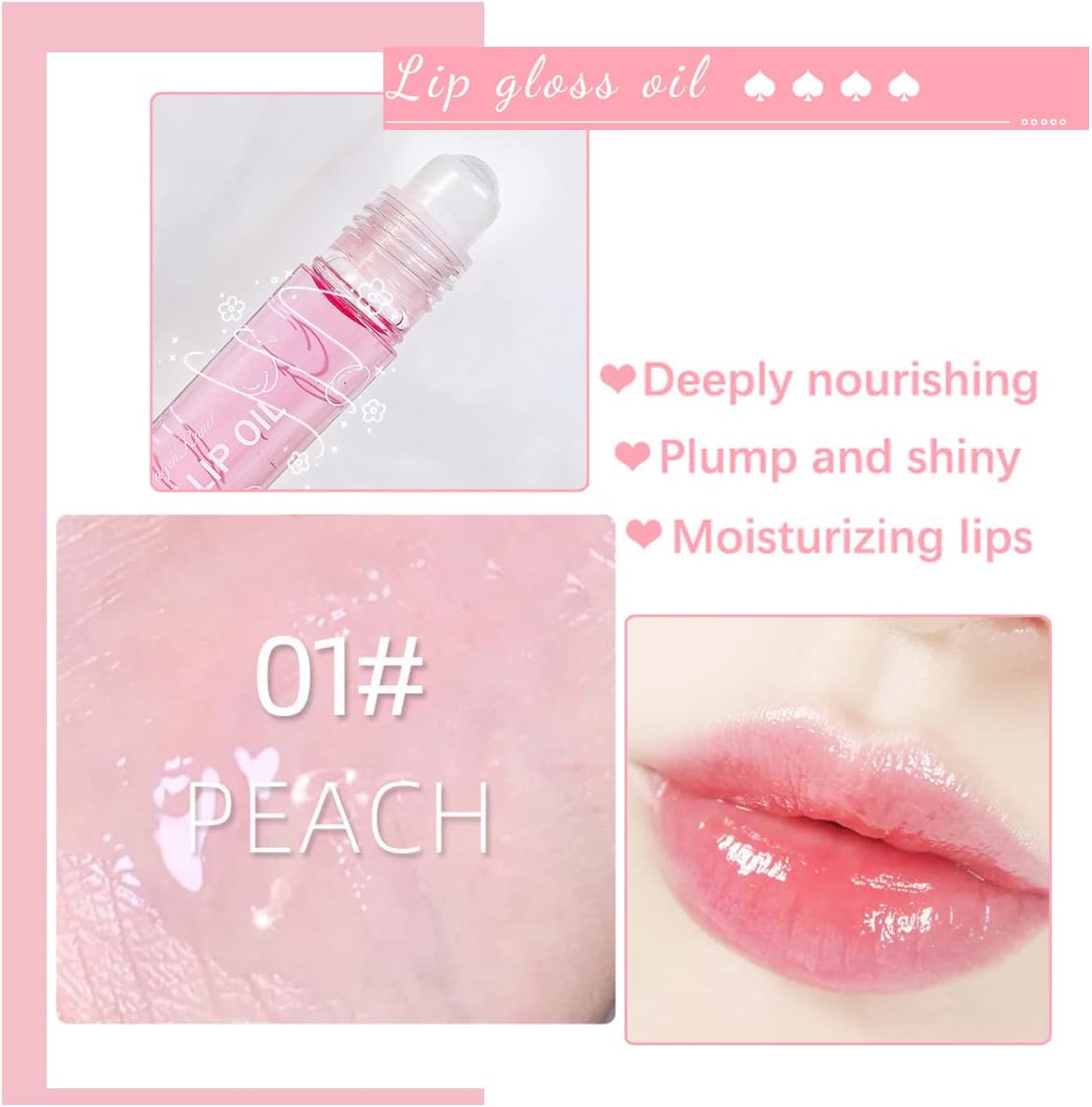Hydrating Lip Oil Fruit Roll On Lip Grow Oil Primer Moisturizing Lip Balm Kit Clear Lip Gloss Slip Care 4 pcs