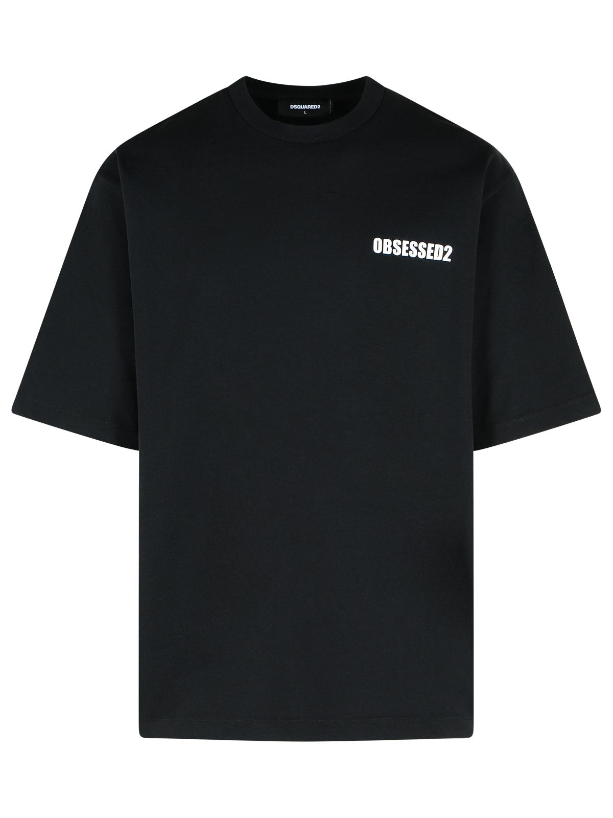 Dsquared2 Dsquared2 '巻き戻し'ブラックコットンTシャツ - Image 2
