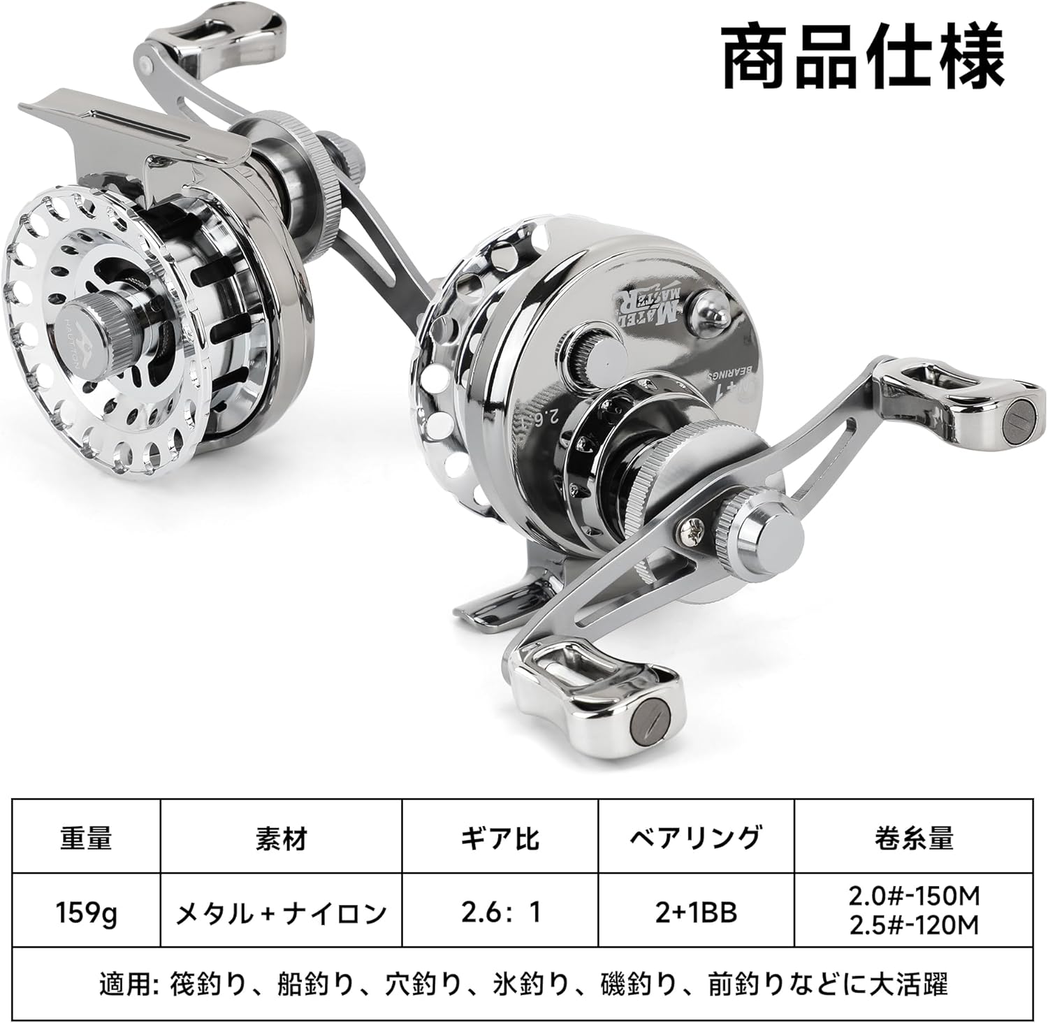Sanrike Raft Reel, Chinu Reel, Raft Fishing, All Metal, Drop In, Gear Ratio, 3.6:1, Right Winding, Drag Force, 11.0 lbs (5 kg), Squid Reel, Casserole Fishing, Ice Fishing (Metal Plating/Right Winder)