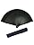 Kyoetsu Men's Folding Fan, Pure Silk, Plain, Black Ribs, 2-Piece Set (Fan and Fan Bag)