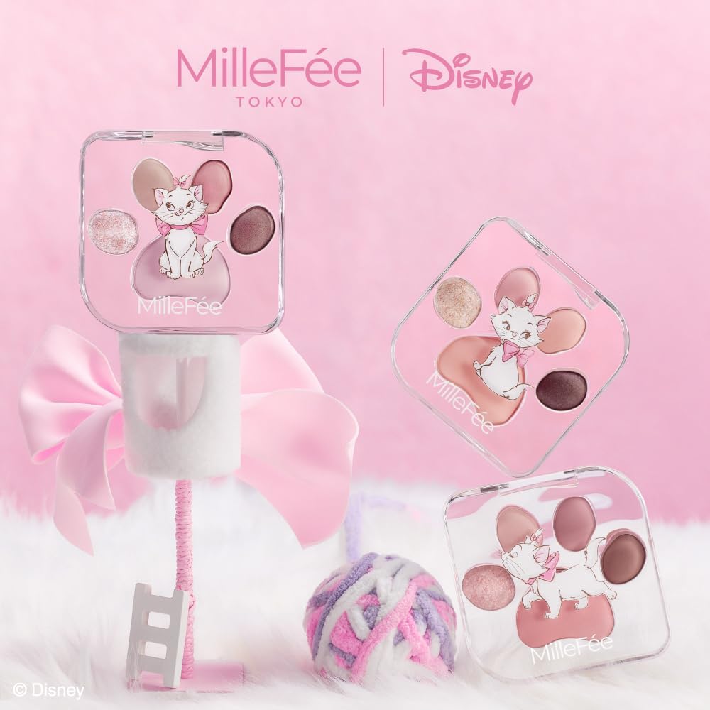 MilleFée Meow Paws Eyeshadow Palette (M03 Tsundere/Disney’s Marie), Cats, 5 Colors, Eye Makeup, Eyeshadow, Cosmetics, Glitter, Paw Print Palette, Gift, Present, Marie, Disney