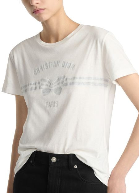 T-shirt cotton and linen jersey with Christian Dior Papillon motif - Image 2