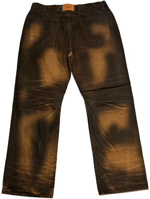 BOSSI 'BROWN' LEATHER LOOK JEANS