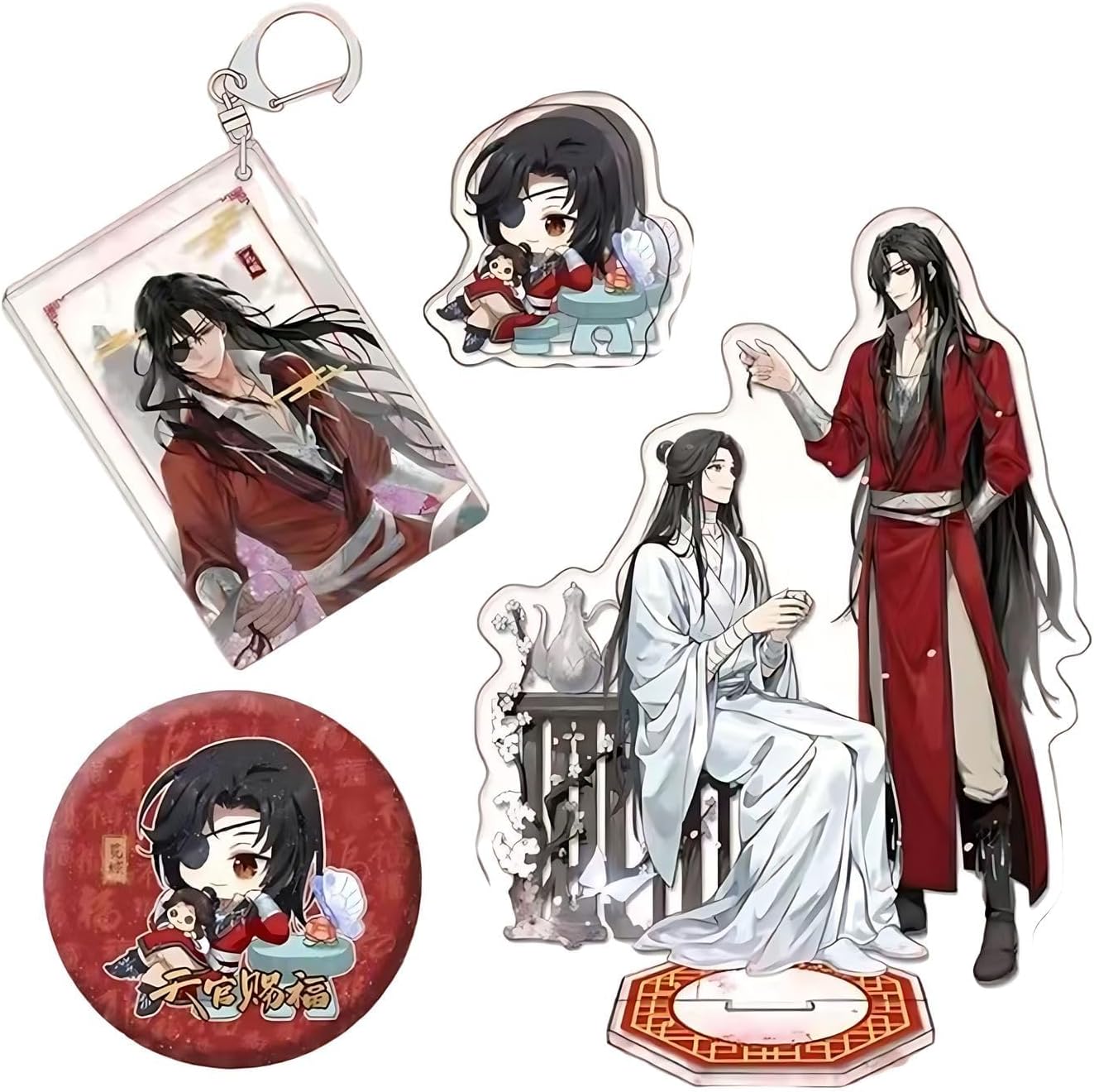 Tenkan Tofuku Chinese Collaboration Goods, Lucky Bag, Thank You for Flower Castle, Set of 4, Acrylic Stand, Can Badge, Keychain, pp Clip, Lightweight, Surrounding Decoration, Interior, Cute, Ornament