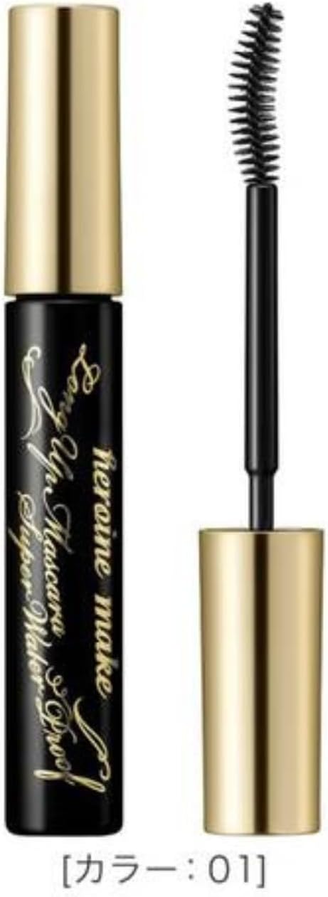 Heroine Makeup Long UP Mascara, Super WP 01, Black, 0.2 oz (6 g), Resistant to Tears, Sweat, Water, Sebum, Rubbing, Waterproof Formula