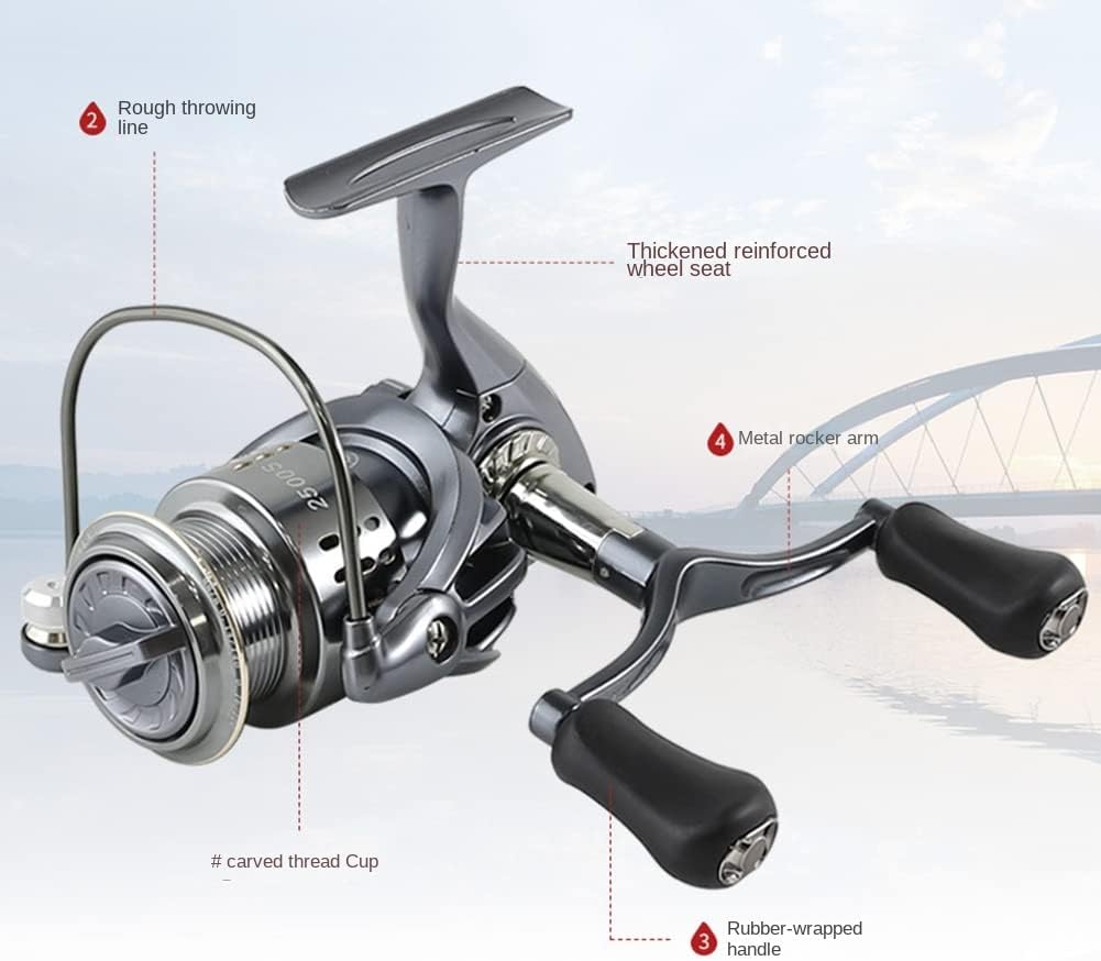 Reel Fishing 2500S 6.4:1 Spinning Reel Double Handle Grip Fishing Gear Fishing Reel