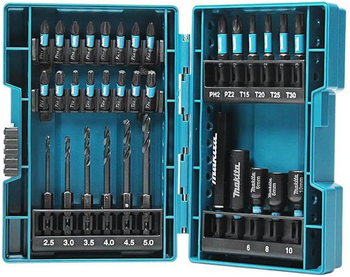 Makita Impact Driver Bit Socket Drill Bit 33-Piece Set with Hex Shank 0.25 inch (6.35 mm) Case E-06622 [Parallel Import]