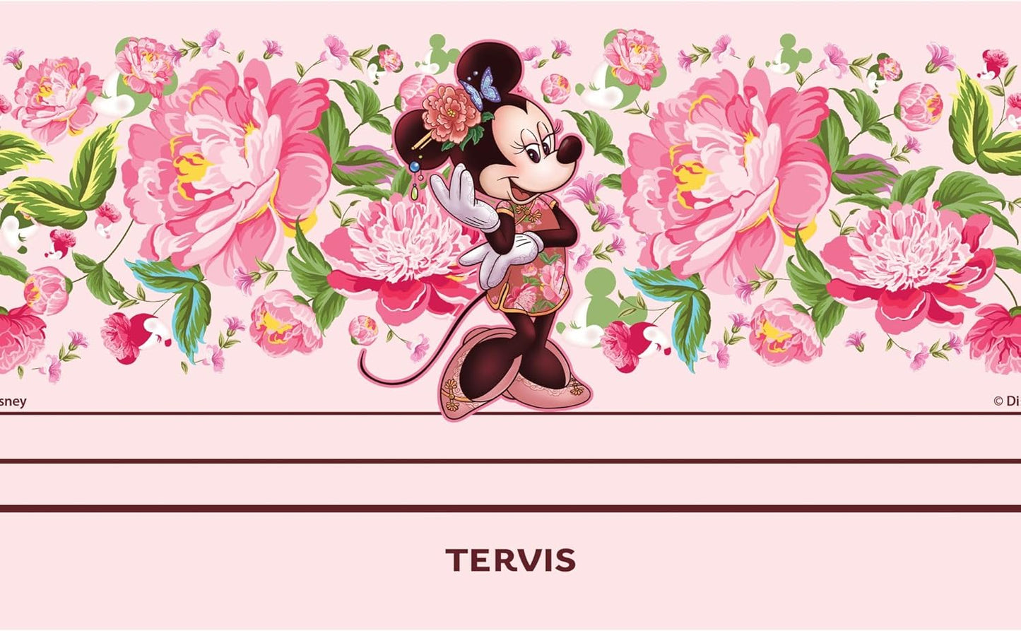 Tervis Traveler - Vaso aislado de triple pared de Disney Minnie Mouse Neo chino floral y vaso de viaje mantiene las bebidas frías y calientes, 20 onzas, acero inoxidable