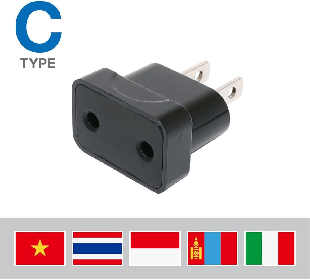 Miyoshi Japanese Domestic Power Conversion Adapter C Type to A Type MCO MBA-KC Power Conversion Plug for Domestic and Overseas Appliances