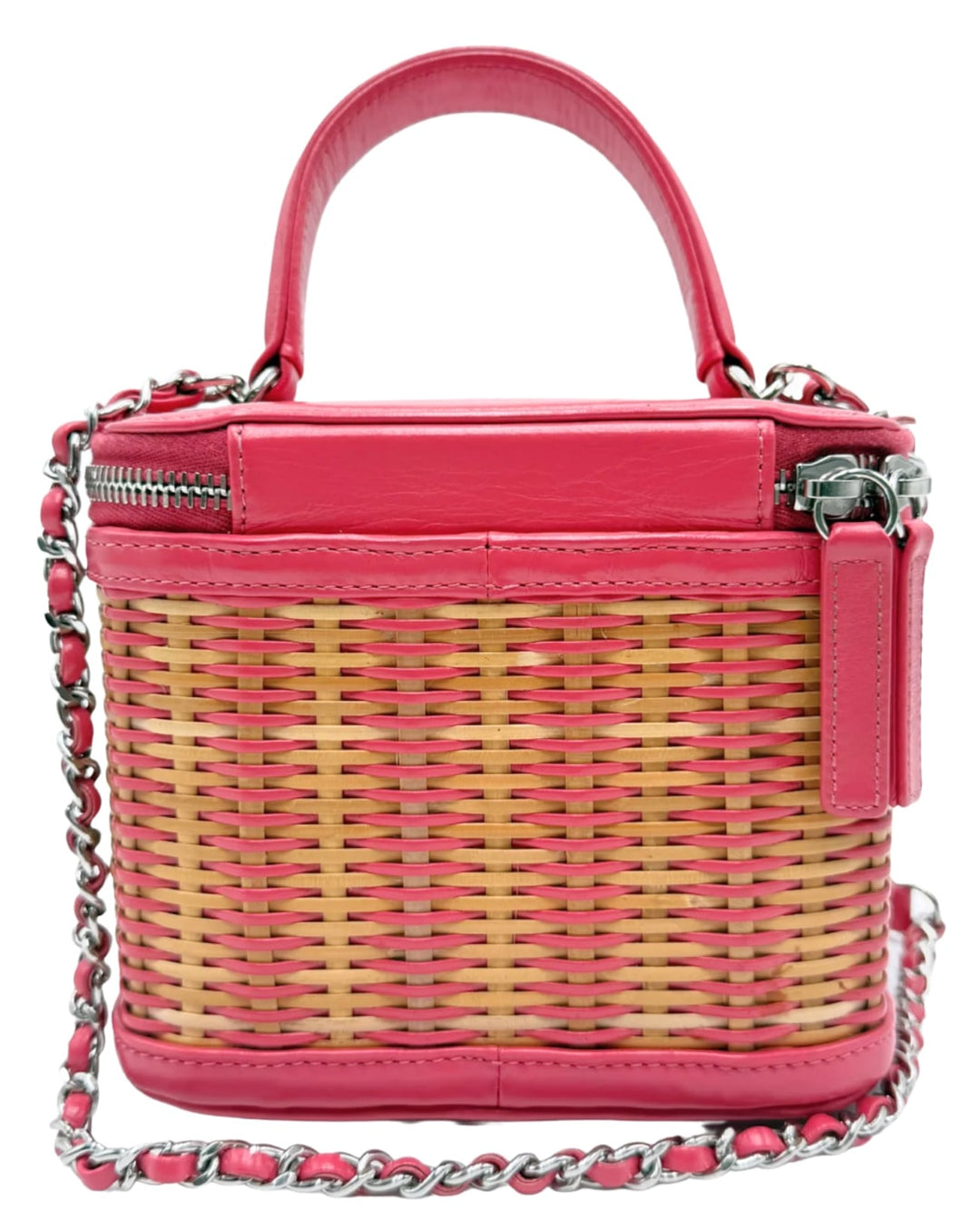 CHANEL WICKER TAKE AWAY SMALL VANITY BAG CALFSKIN RATTAN