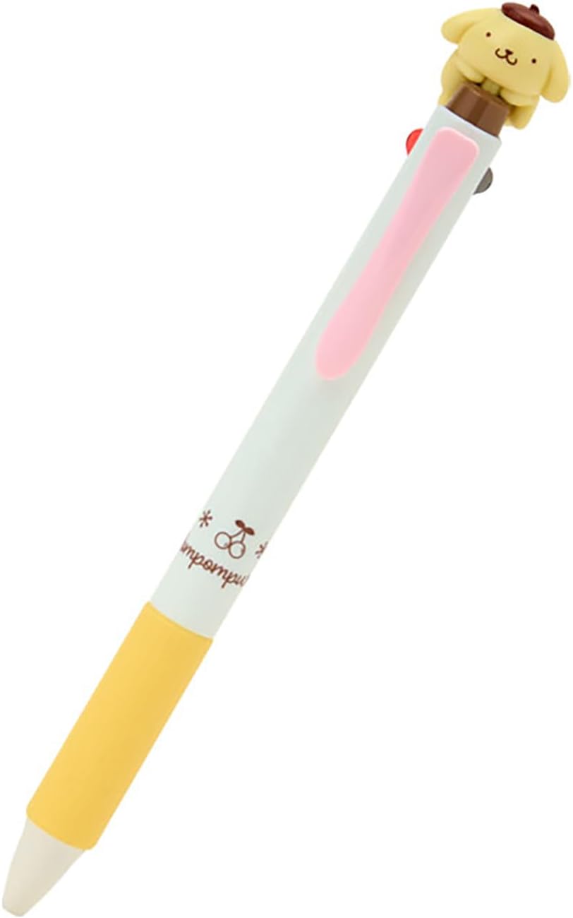 Sanrio 2-Color Ballpoint Pen with Mascot, Pompompurin, ABS Resin, 0.5mm, Ink Colors: Black, Red, Writing Instrument 114359