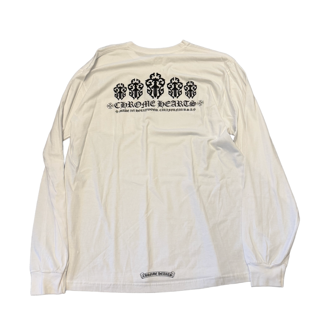 CHROME HEARTS 'MADE IN HOLLYWOOD DAGGER' WHITE POCKET LONGSLEEVE