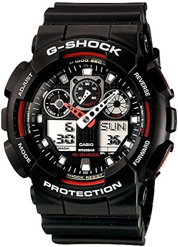 Police Self-Defense Force G-SHOCK Military 20ATM Waterproof Ana-Digi Plastic or Cross Strap Watch for Men (GA-100-1A4 GA-100MC-3A) (GA-100-1A4 (Black Plastic Belt)