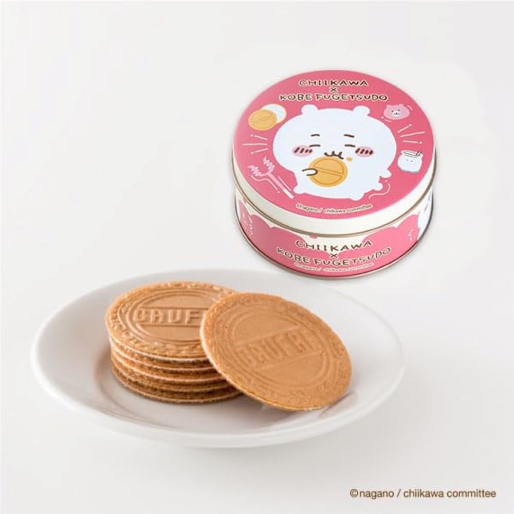 【Authentic Product】 Kobe Fugetsudo Chiikawa Mini Gaufrette Cookies in a Can 【Chiikawa】 6 pieces (Vanilla Strawberry flavor Chocolate 3 pieces x 2 bags)