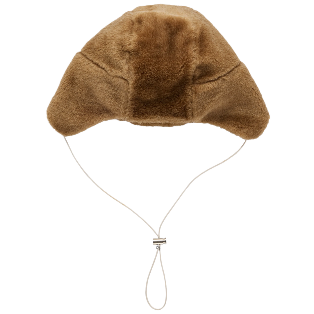 CHANEL 'BEIGE LOGO' FUR TRAPPER HAT