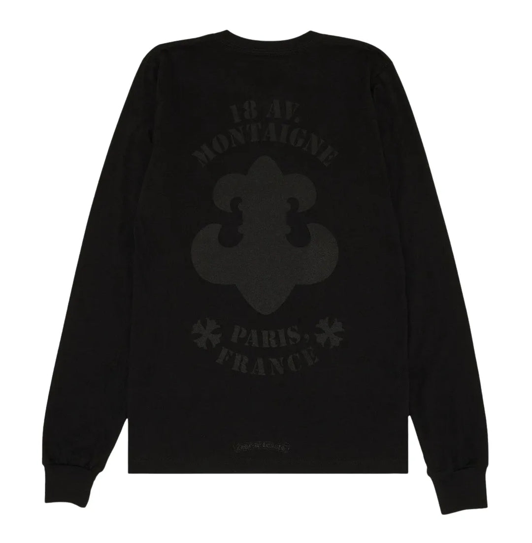 CHROME HEARTS 'PARIS AVENUE MONTAIGNE' BLACK LONGSLEEVE TEE