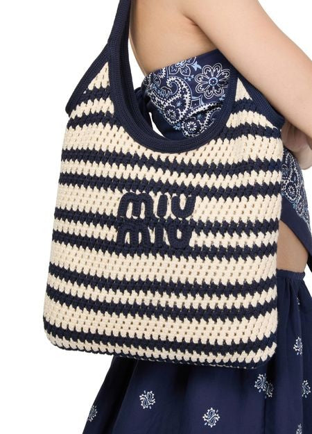 MIU MIU Ivy striped crochet tote bag - Image 2