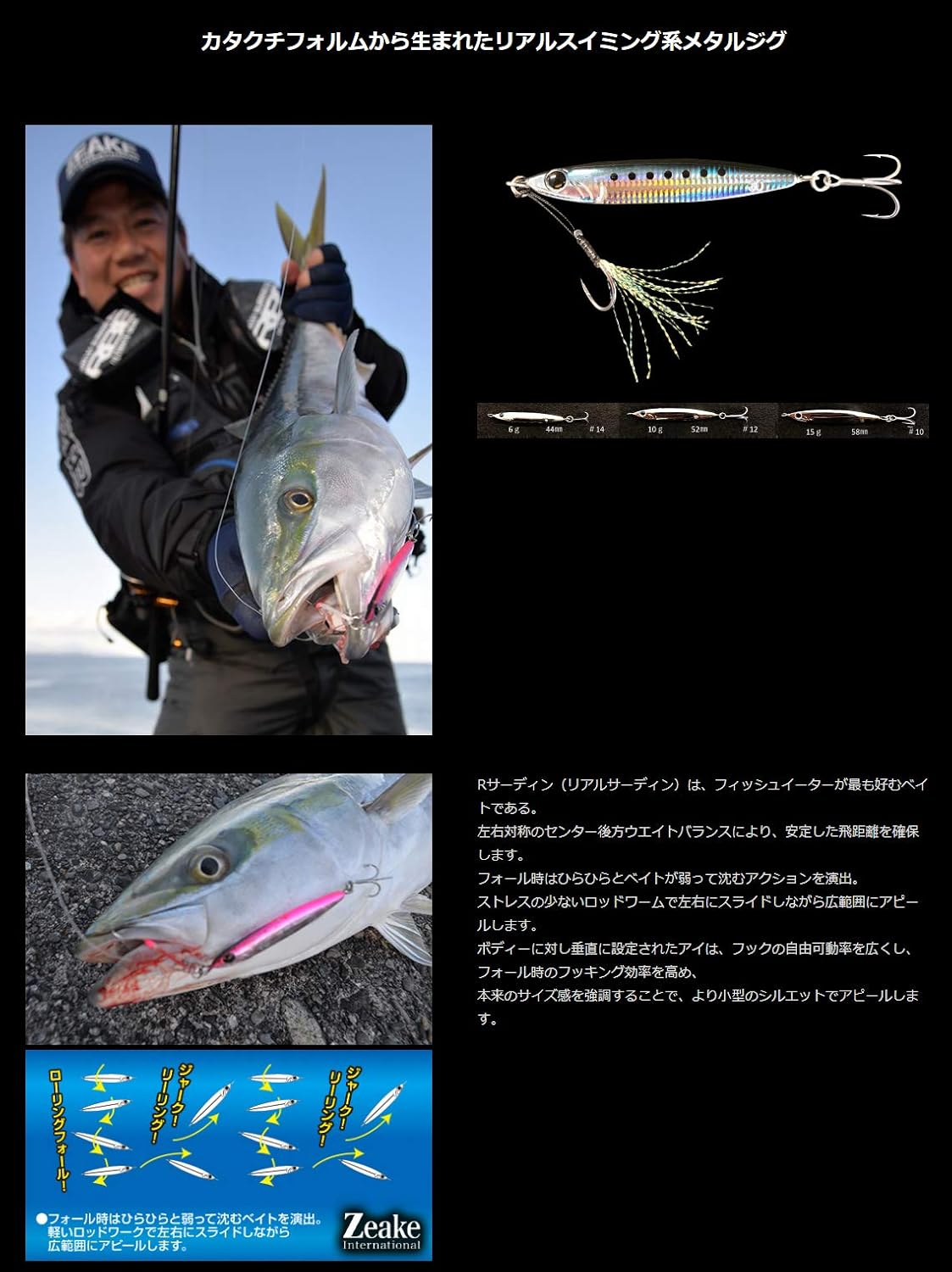 Zeake Metal Jig, R Sardine, 1.1 oz (30 g)