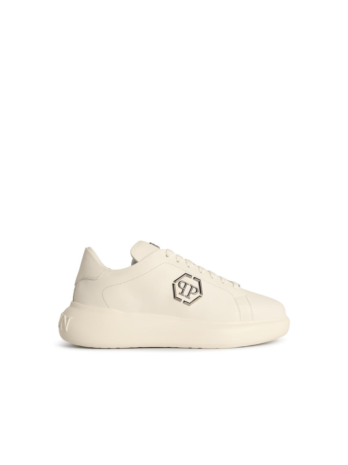 Philipp Philipp Plein 'Low Top Top New Basic Hexagon'白いリアスニーカー - Image 2