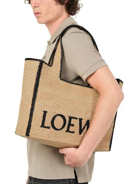 LOEWE Font large raffia tote bag - Image 2