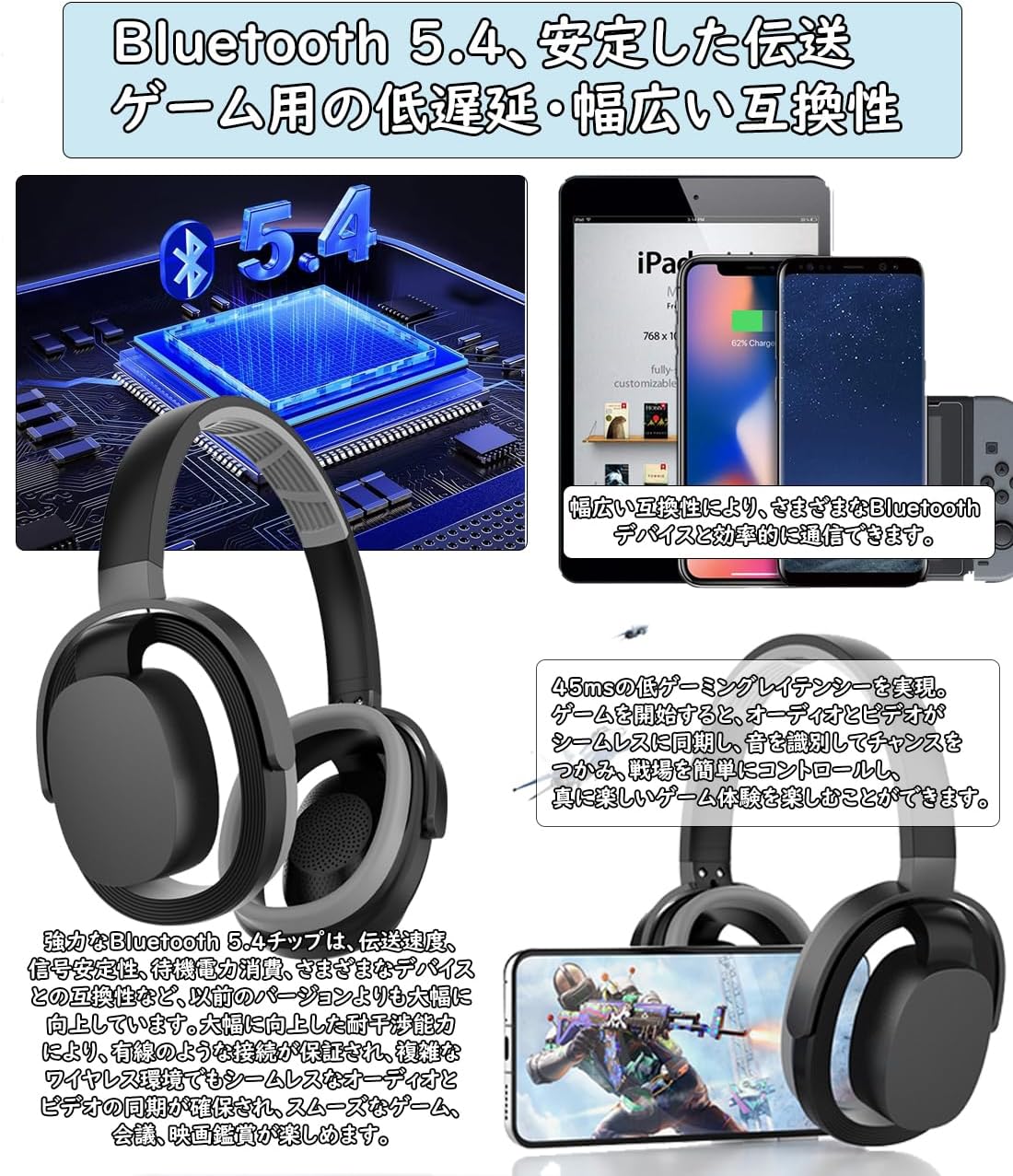 Headphones, Bluetooth 5.4, Wireless Headphones, Hollow Earmuffs + Open Design, Hear Ambient Voices, Built-in Mic, Hands-free Calling, Bluetooth Headphones, 1.6 inches (40 mm), HDD, Driver Unit, HIFI