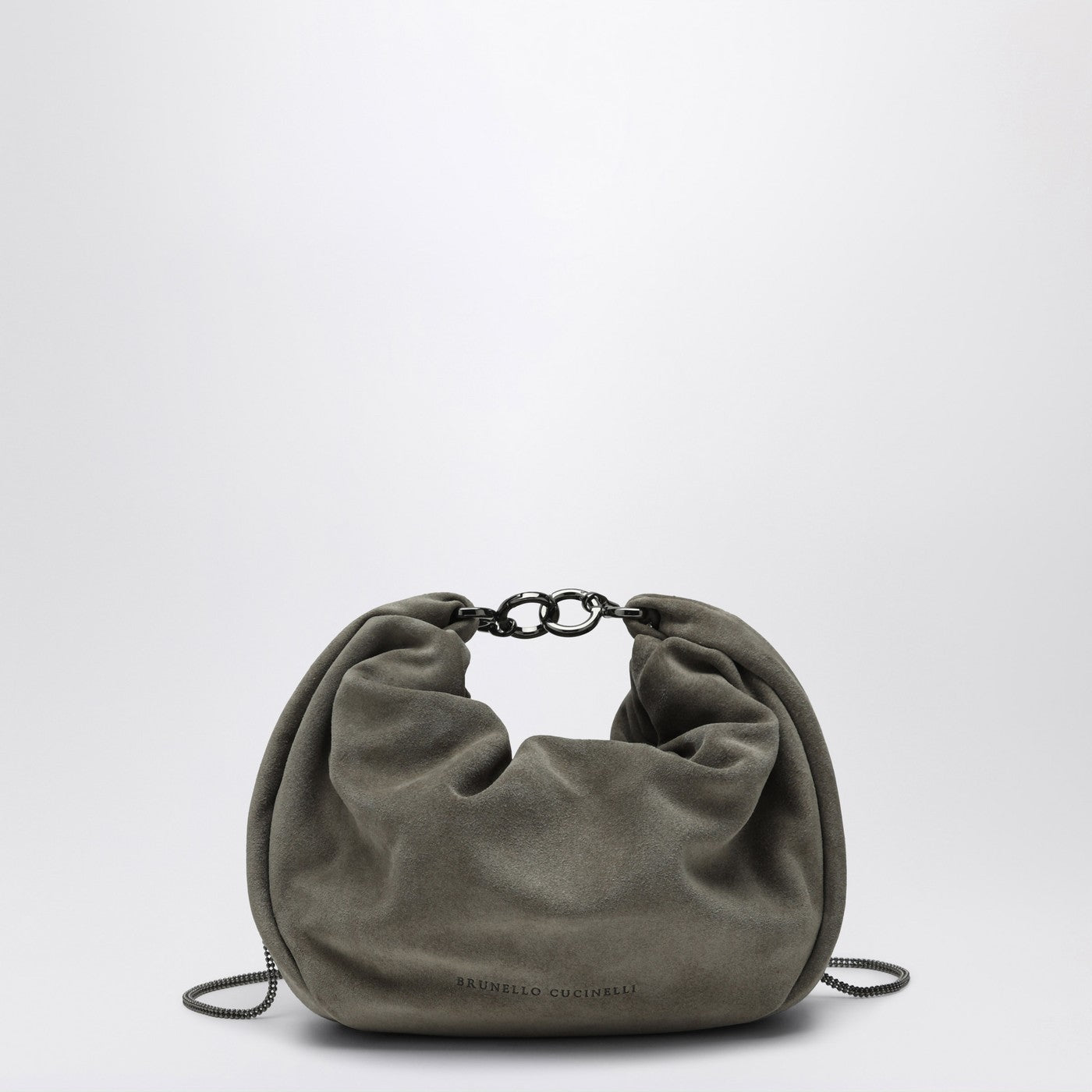 Brunello Cucinelli Hobo Brioche Bag In Gray/Sage Green Suede - Image 2