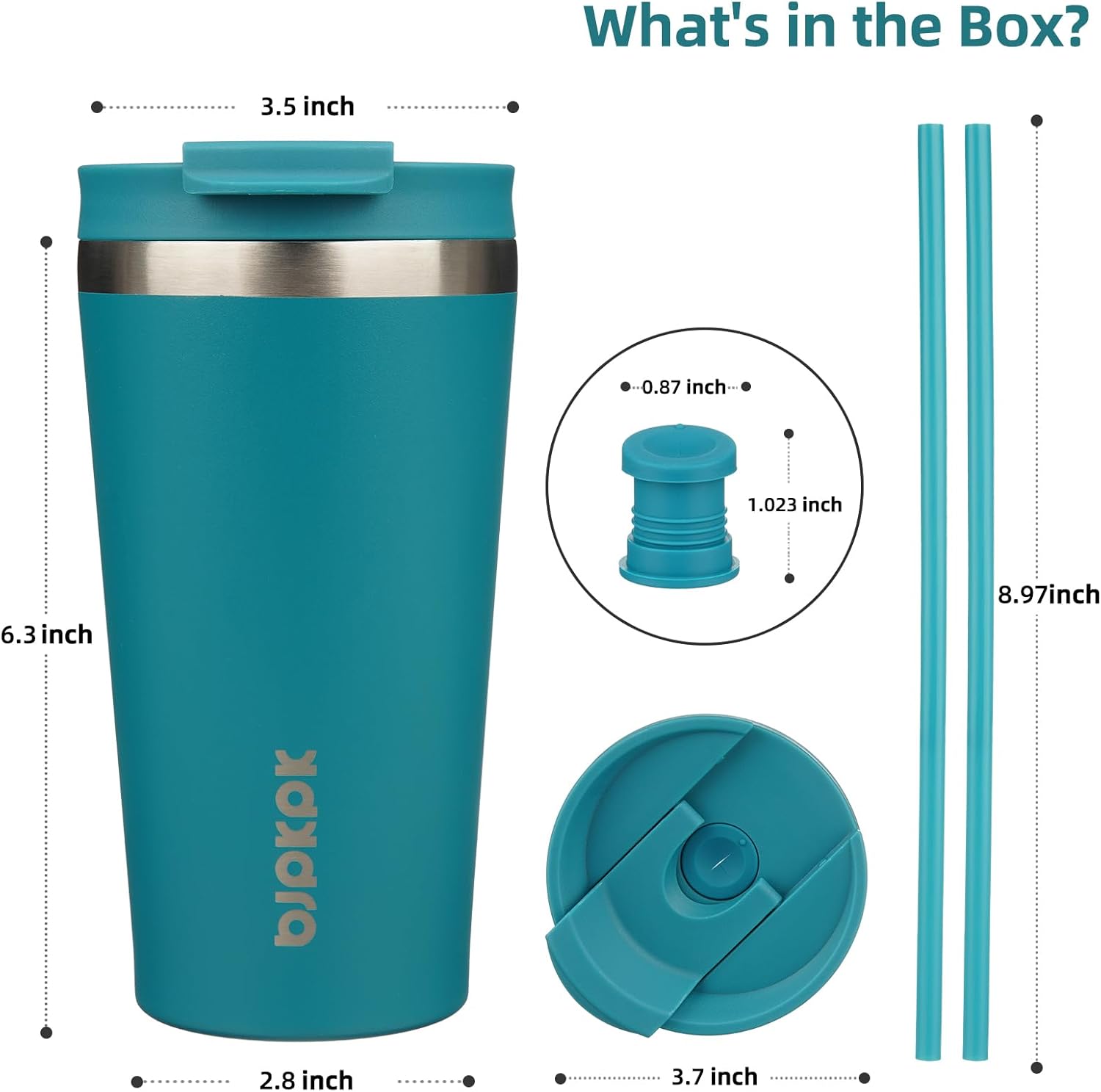 BJPKPK - Vaso de acero inoxidable con aislamiento, tapa y pajilla, taza de café para viaje, de 18 onzas, diseño de laguna