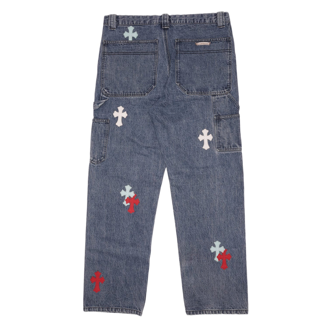 CHROME HEARTS RED/WHITE/BLUE '18 PATCH' CARPENTER JEAN