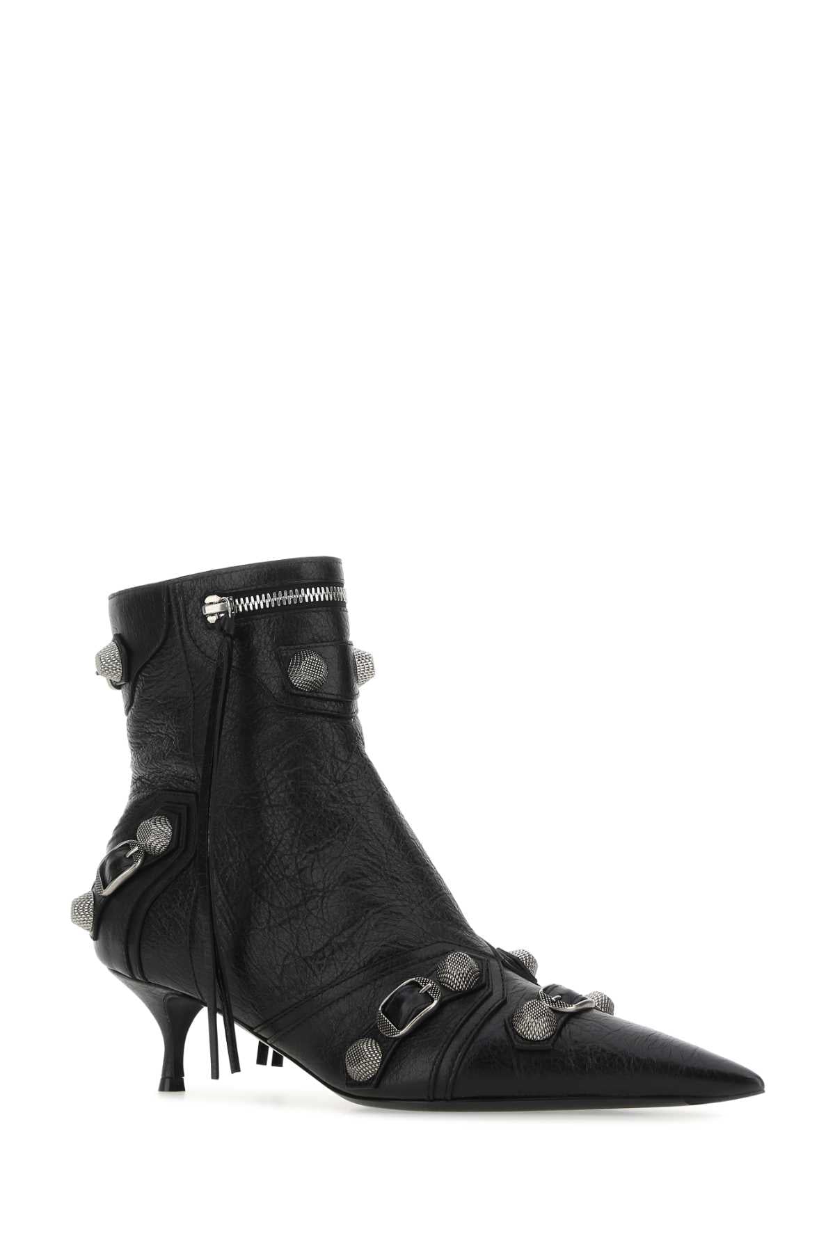 Balenciaga Black Leather Cagole Ankle Boots - Image 2