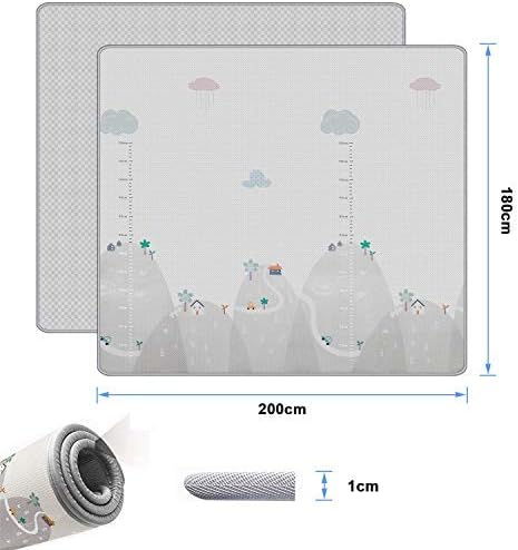 Baby Play Mat, Foldable, Waterproof, Shock Absorption, Cute Rug, XPE Material, Safe, Non-toxic, Anti-slip, Double-sided, Suitable for Newborns 78.7 x 70.9 x 0.4 inches (200 x 180 x 1 cm)