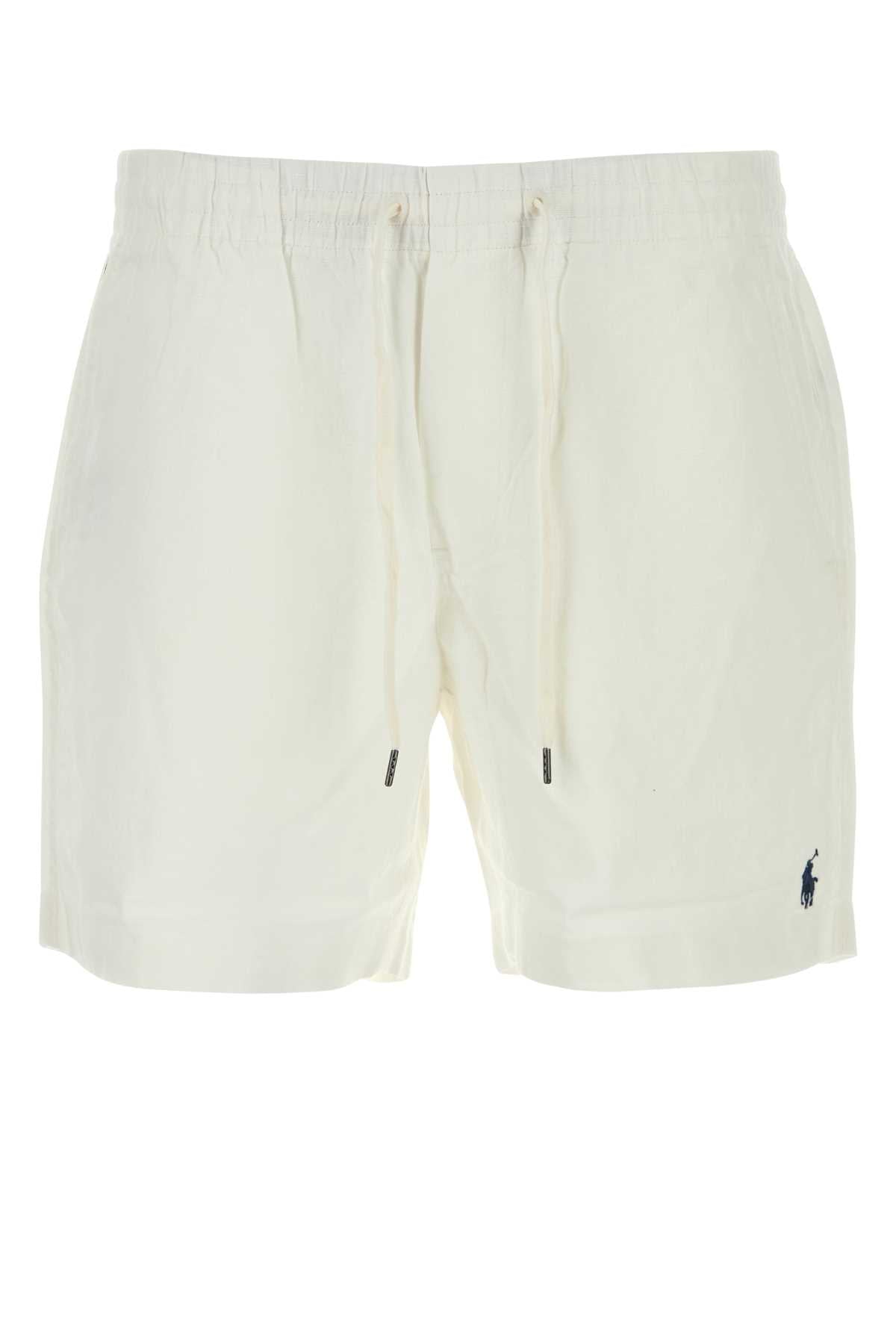 Polo ポロラルフローレンホワイトリネンバミューダショーツ - Image 2