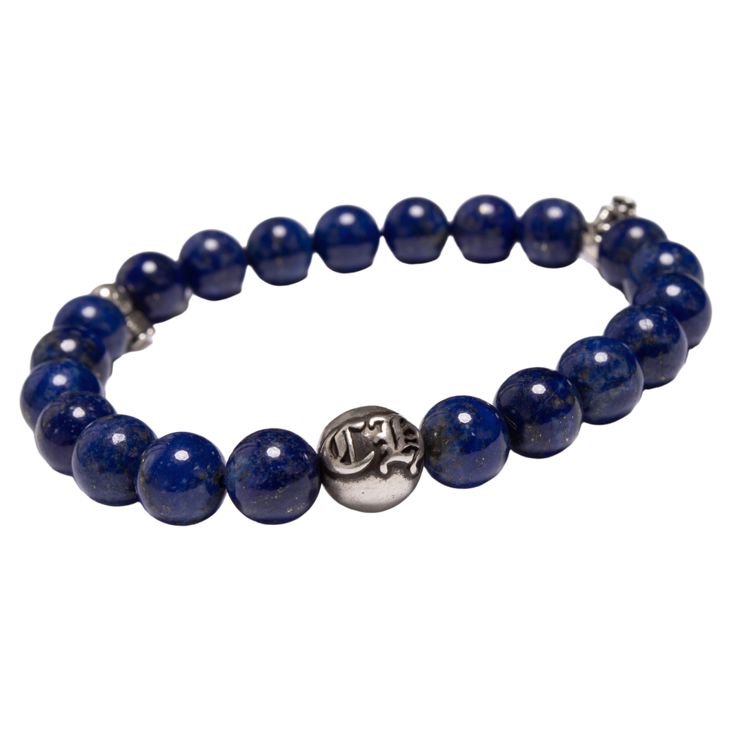 CHROME HEARTS FOTI 'CH SKULL BALL' BLUE BEADED BRACELET