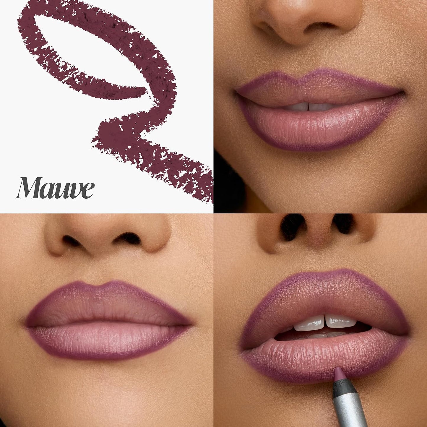 Wonderskin Lápiz delineador de labios - Delineador de labios contorneador 360, duradero, lápiz de labios afilable, impermeable y a prueba de transferencia, delineador de labios desnudo (Morado)