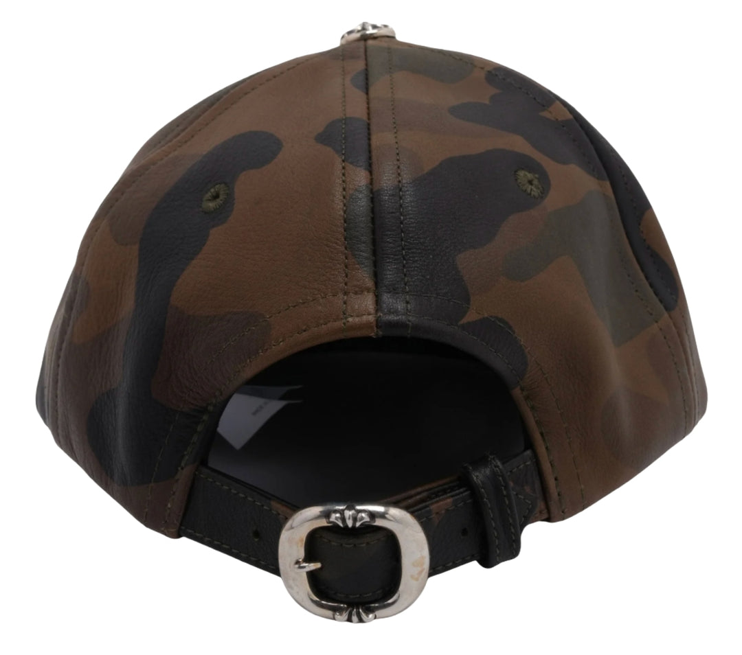 CHROME HEARTS 'CAMO' SILVER EMBELLISHED STAR PATCH LEATHER HAT