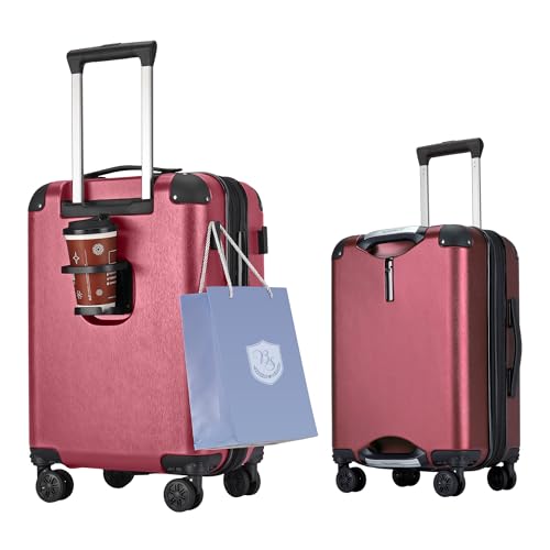 BlueSea BSSC08 Suitcase, Carrying Case, Carry Bag, Carry-on Bag, Grip Function, Expanded Size, 100% PC, TSA Lock, Double Casters with Hook Function, Cup Holder, Silent, Shock Resistant, Ultra