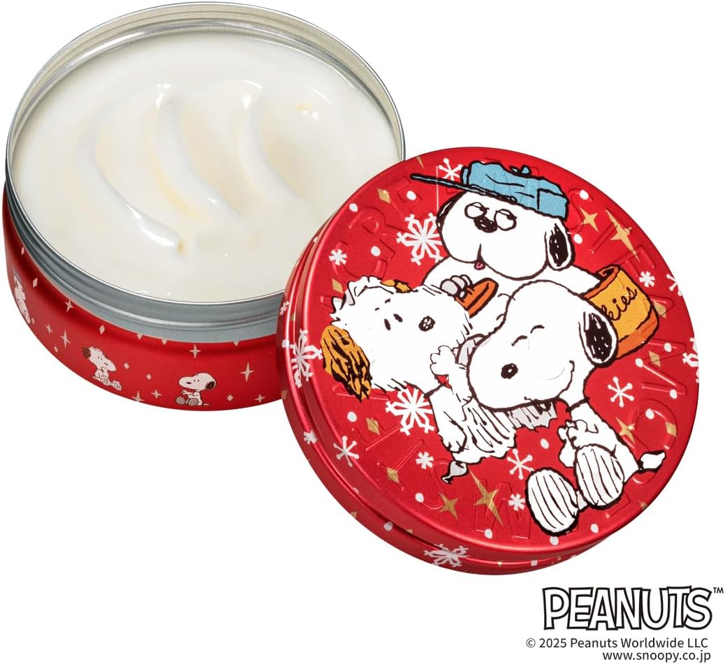EC563_Peanuts Andy, Olaf & Snoopy Christmas Gift Bag & Shopper Set, Steam Cream, 2.6 oz (75 g), Gift Set, Made in Japan, Moisturizing, Oatmeal, Natural Essential Oils, Natural Ingredients, Gift