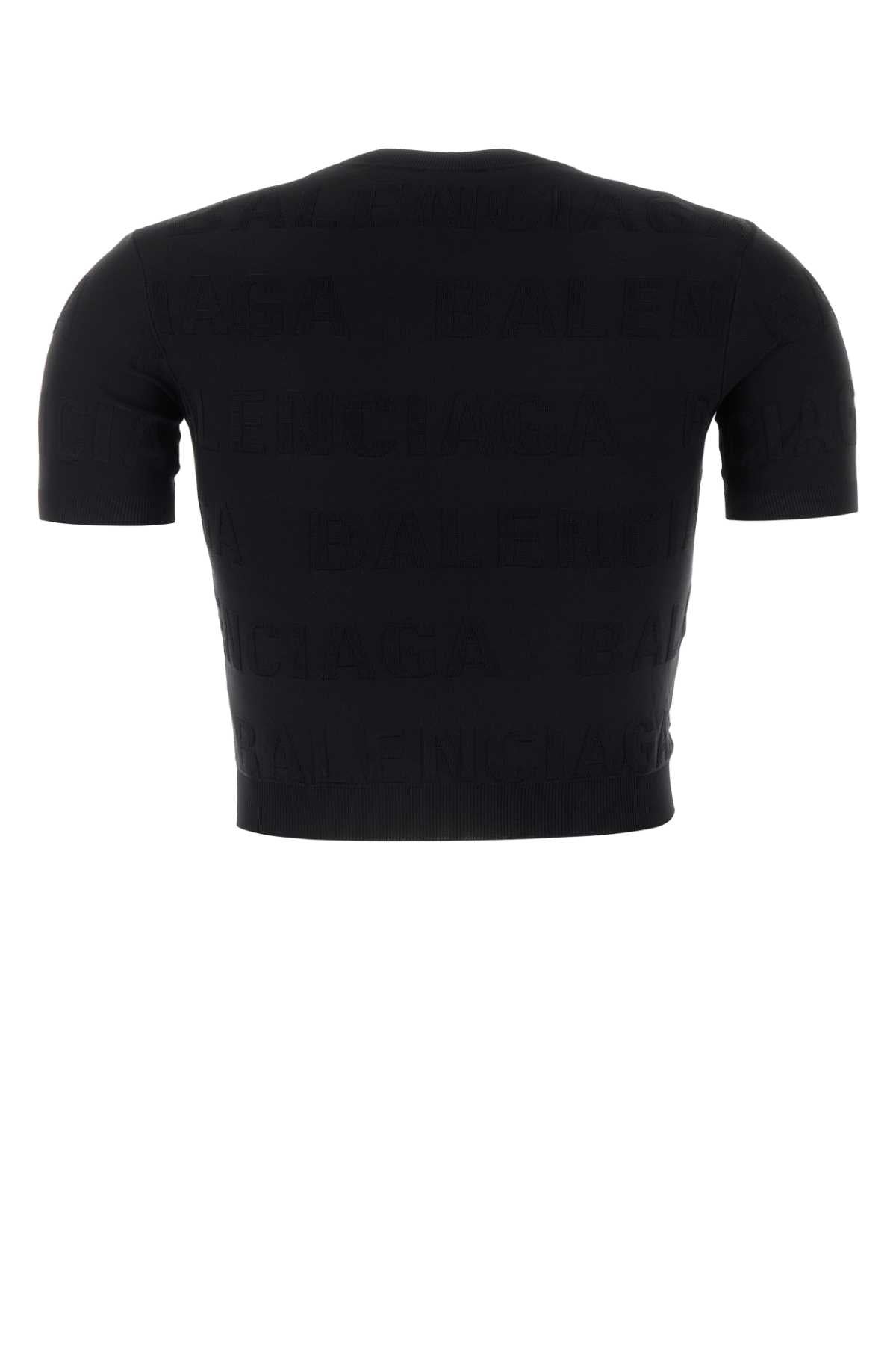 Balenciaga バレンシアガブラックストレッチビスコースブレンドTシャツ - Image 2