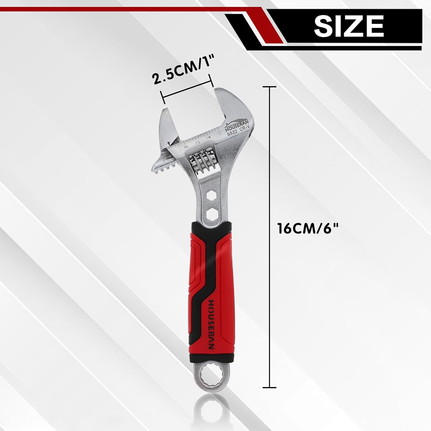 Monkey Wrench, 6.3 inches (16 cm), Spanner, Maximum Opening 1.0 inches (25 mm), Small, Versatile Wrench, Hexagonal Compatible, Includes Memory, CR-V Steel, Anti-Slip Grip, Lightweight, Tool