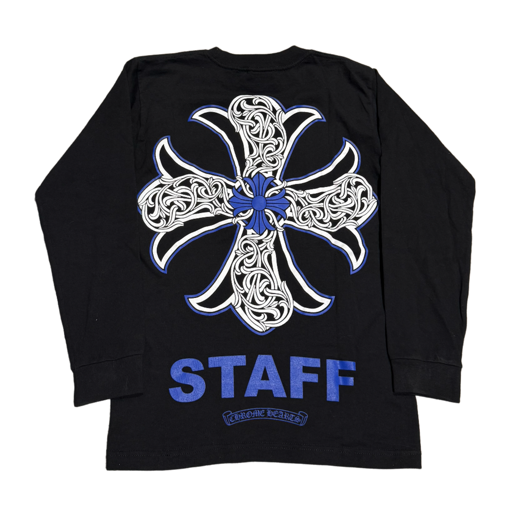 CHROME HEARTS 'STAFF BLUE CROSS' BLACK LONGSLEEVE