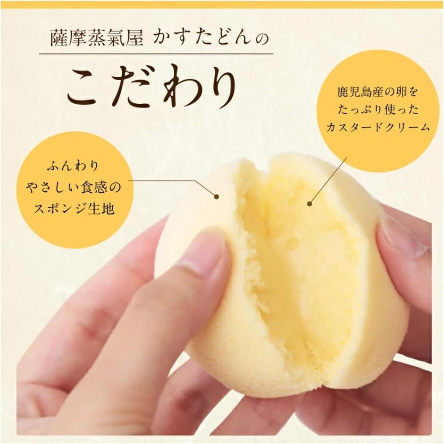 【Satsuma Steam House】Kasutadon Individual Packs 6 Pieces, Kagoshima, Home Use, Steamed Sweets, Custard, Individually Wrapped ※Room Temperature Delivery, Post Drop