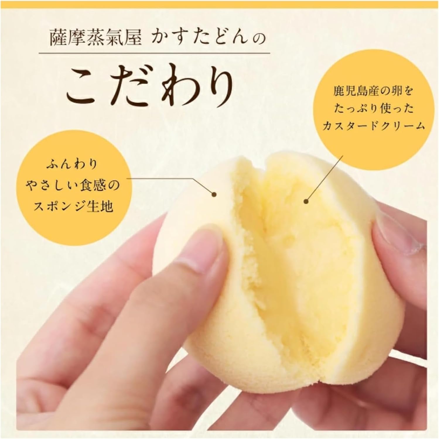 【Satsuma Steam House】Kasutadon Individual Packs 6 Pieces, Kagoshima, Home Use, Steamed Sweets, Custard, Individually Wrapped ※Room Temperature Delivery, Post Drop