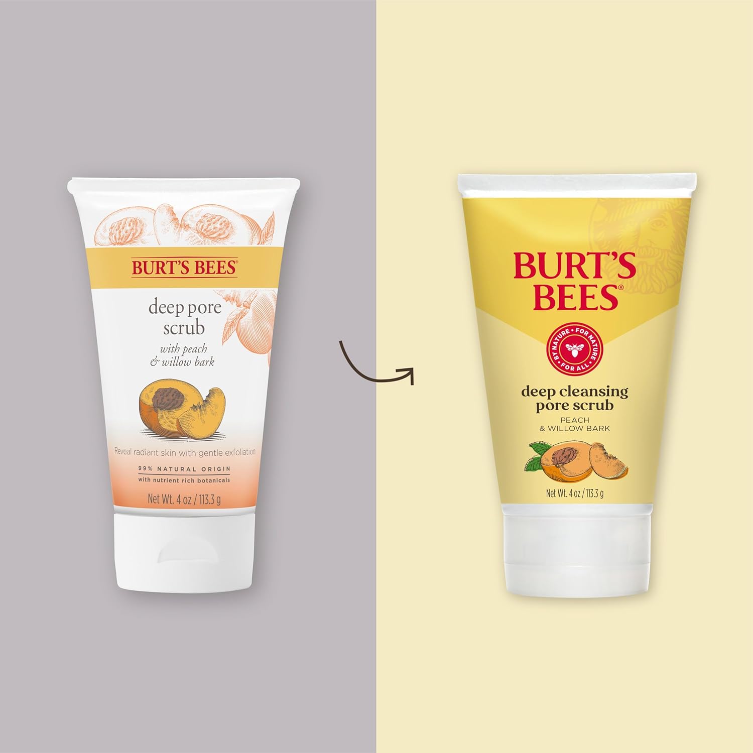 Burt 's Bees paquete de 3 frascos de 4 onzas de exfoliante de durazno y corteza de sauce para poros