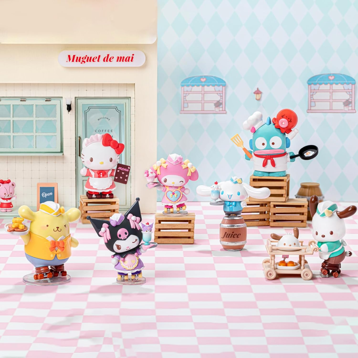 TOP TOY Sanrio Characters Roller Skate Diner Series [1 Piece] Toy Birthday Present for Chromi Character Collectors Blind Box Figure Soft Vinyl PVC