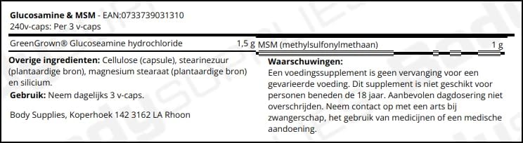 Vegetarian Angle Cosamine & MSM 240 Veggie Capsules (Direct Shipping from overseas)
