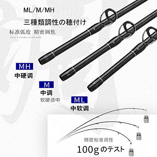Sea Bass Rod, Lure Rod, Sea Fishing Rod, Far Throw Fishing Rod, ML/M/MH Tuned Fishing Rod, Three Tip Included, Carbon, Spinning Rod, Casting Rod, 2-Strand (Transition) 6.1 ft (1.8 M/2.1 M/2.4 m)