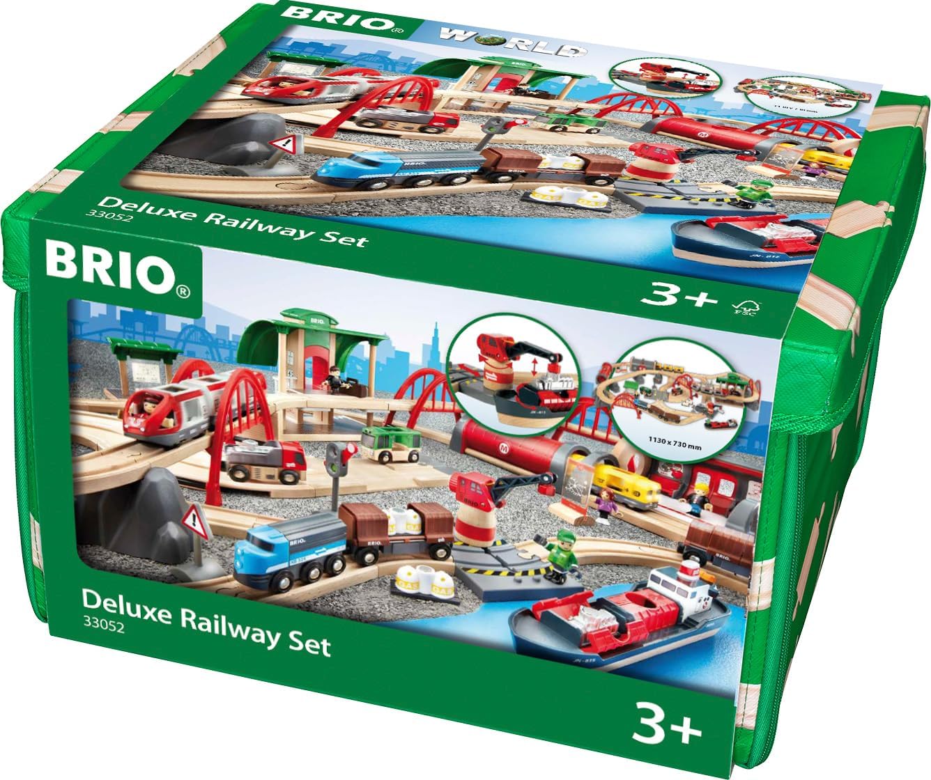 Brio 33052 Rail & Road Deluxe Set, Ages 3 and Up (Toy, Wooden Toy, Wooden Rail, Rail Set, Gift (Birthday/Christmas))