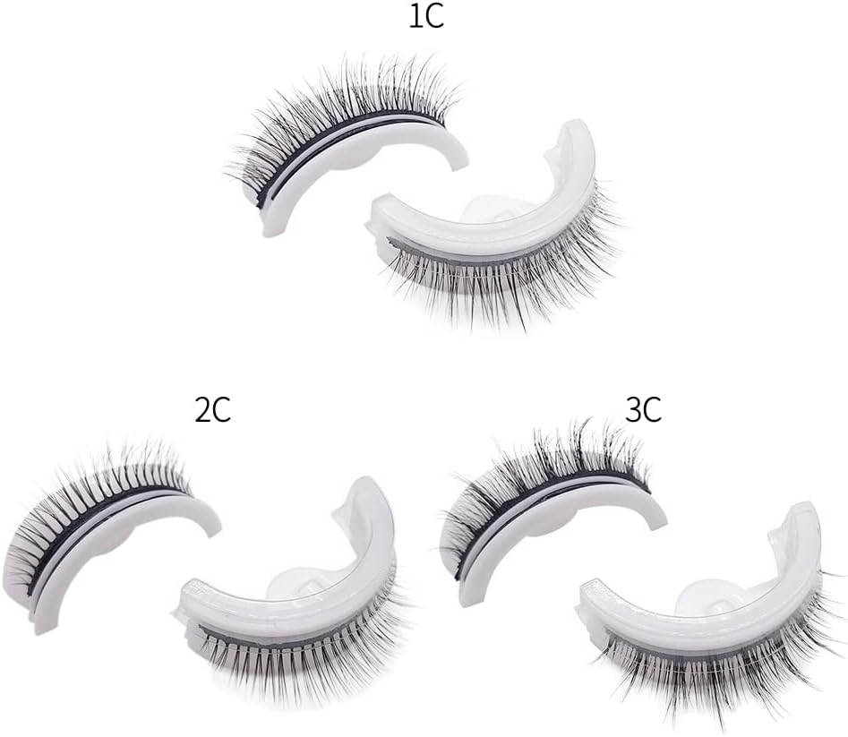 PT Decals 1 Pair Self Adhesive False Eyelashes, Reusable Self Adhesive False Eyelashes, Natural, Popular Eyelash Practice Tool, No Glue Free, Waterproof with Storage Box, Soft and Comfortable for