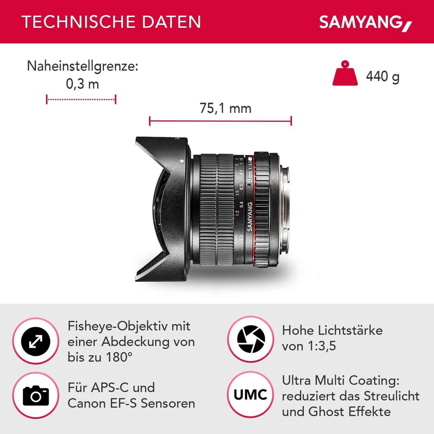Samyang 8mm F3.5 UMC Fish-Eye CS II