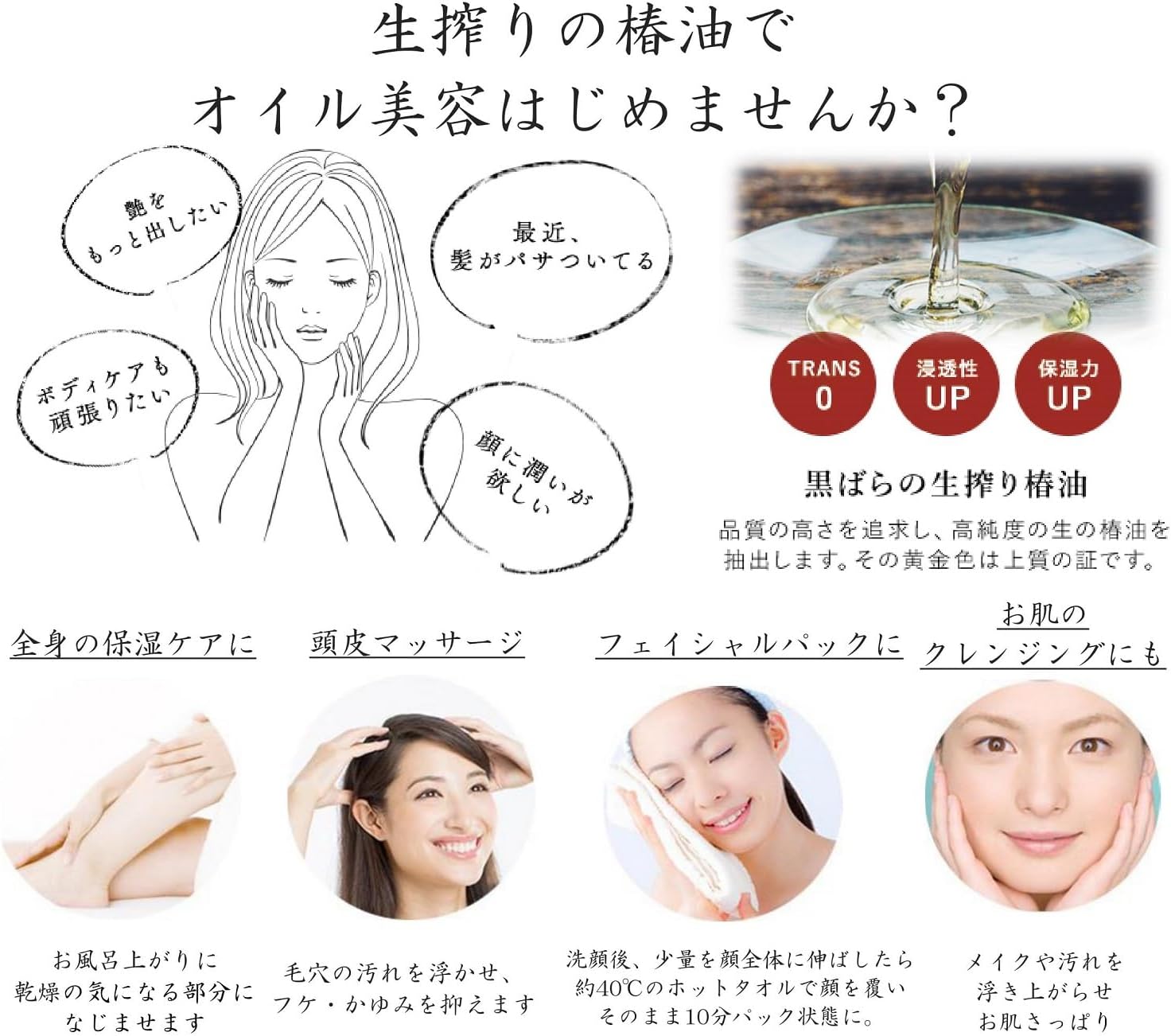 Black Rose, Pure Camellia Oil, 2.5 fl oz (72 ml), Bonus Included